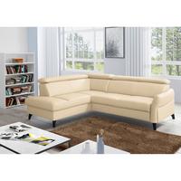 Ecksofa Note New Teilleder Beige 199x244 - Beige/Schwarz, Design, Leder/Textil (199/244cm) - Livetastic
