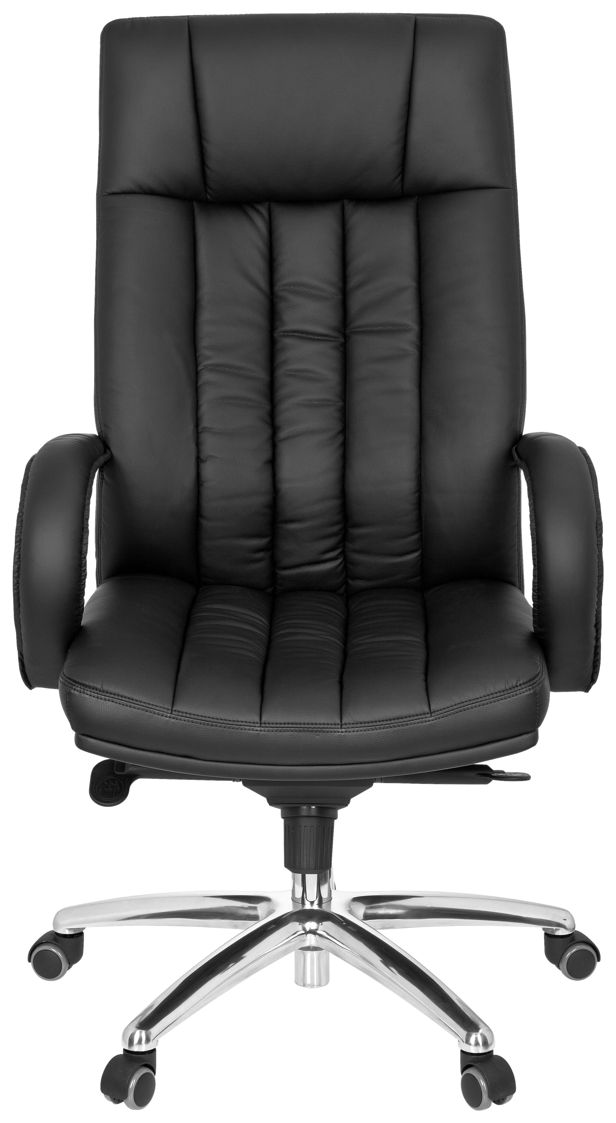 Chefsessel XXL G 300 Lederlook Schwarz Bis 150 Kg - Silberfarben/Schwarz, Basics, Kunststoff/Textil (62/129/50cm) - MID.YOU