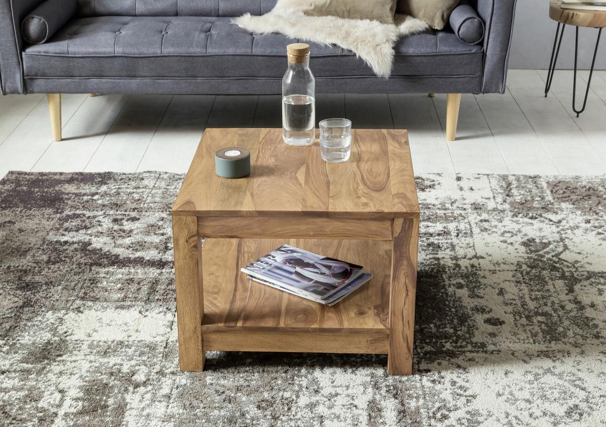 Couchtisch Holz Massiv inkl. Ablageplatte Mumbai, Akazie - Akaziefarben, Design, Holz (60/60/40cm) - MID.YOU