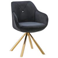 STOLIČKA S PODRÚČKAMI RELAX -GOLD- - čierna/zlatá, Lifestyle, kov/textil (60/84/61cm) - Premium Living