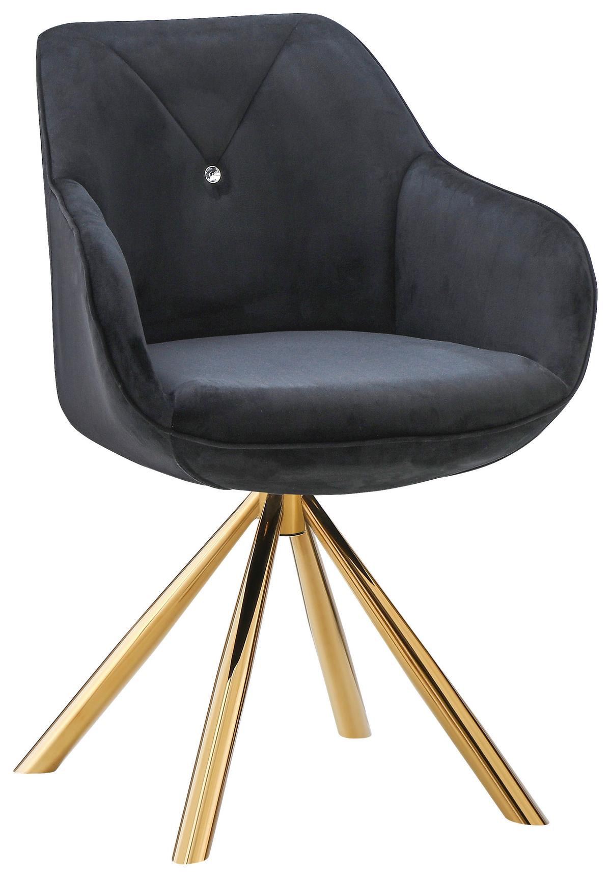 STOLIČKA S PODRÚČKAMI RELAX -GOLD- - čierna/zlatá, Lifestyle, kov/textil (60/84/61cm) - Premium Living