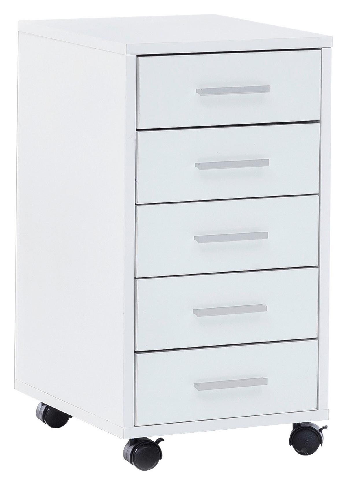 Kanc. kontajner na kolečkách bílý - bílá/barvy stříbra, Konvenční, kompozitní dřevo/plast (33/63/38cm) - MID.YOU