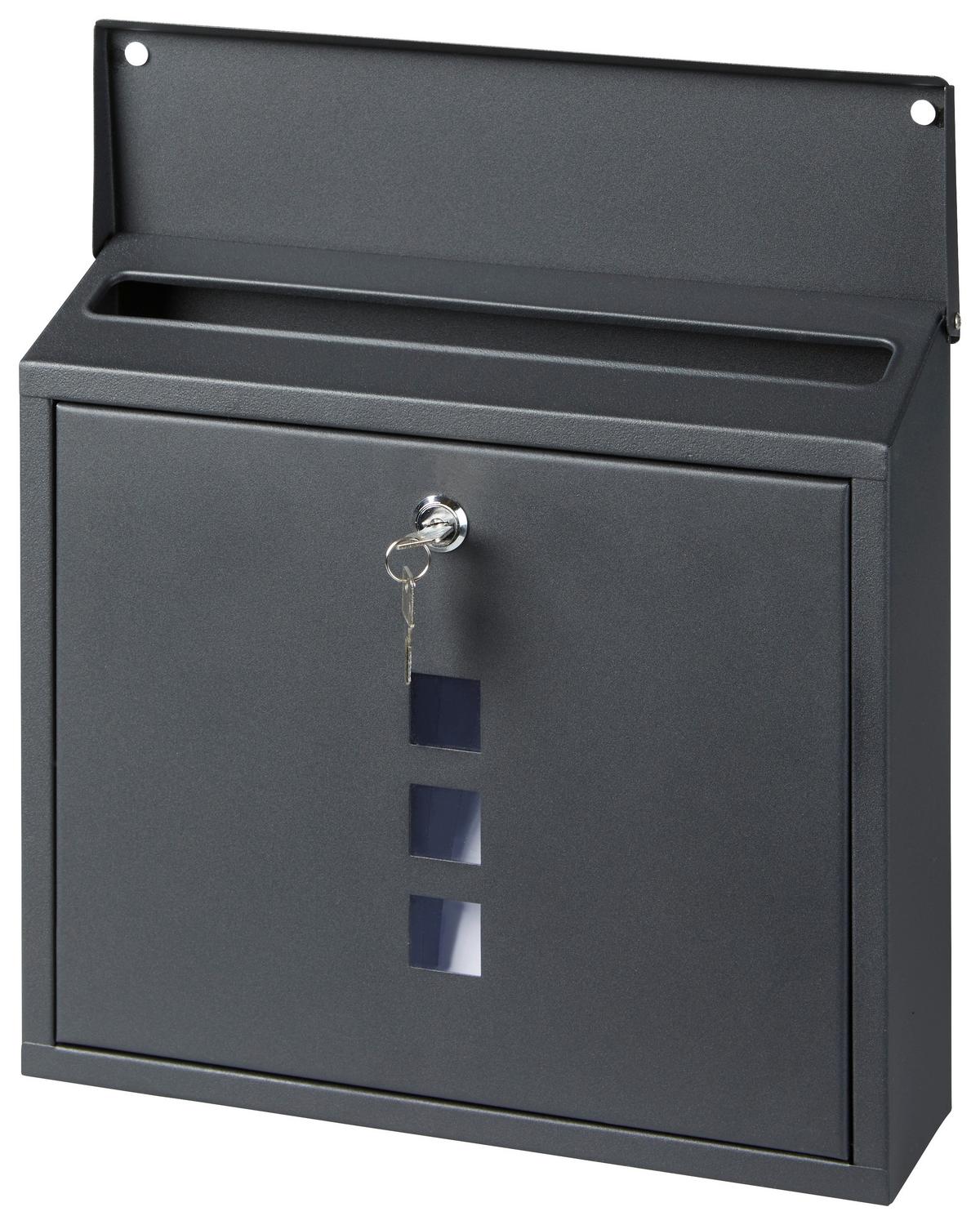 Briefkasten Anthrazit Robert Mit Sichtfenster - Anthrazit, Design, Metall (36/32,8/9,2cm) - Homezone