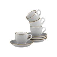 Espressotasse mit Untertasse Vintage Nature Weiß, Hellgrau - Hellgrau/Weiß, Basics, Keramik - Creatable