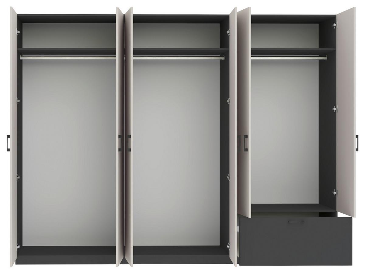 Drehtürenschrank Mit Schublade 269cm Mila Kaschmir/anthrazit - Kaschmir/Anthrazit, KONVENTIONELL, Holzwerkstoff (269/210/54cm)