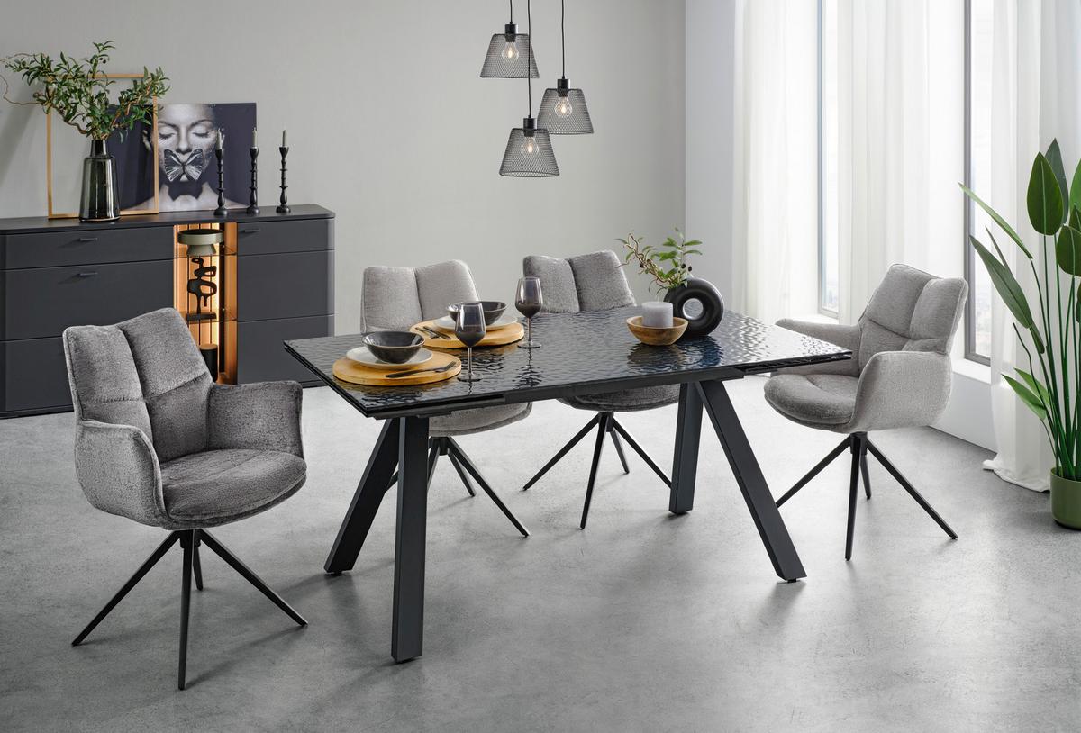 Otočná stolička s podrúčkami LUCIA tm.sivá - čierna/grafitová, Lifestyle, kov/textil (62/90/64cm) - Premium Living