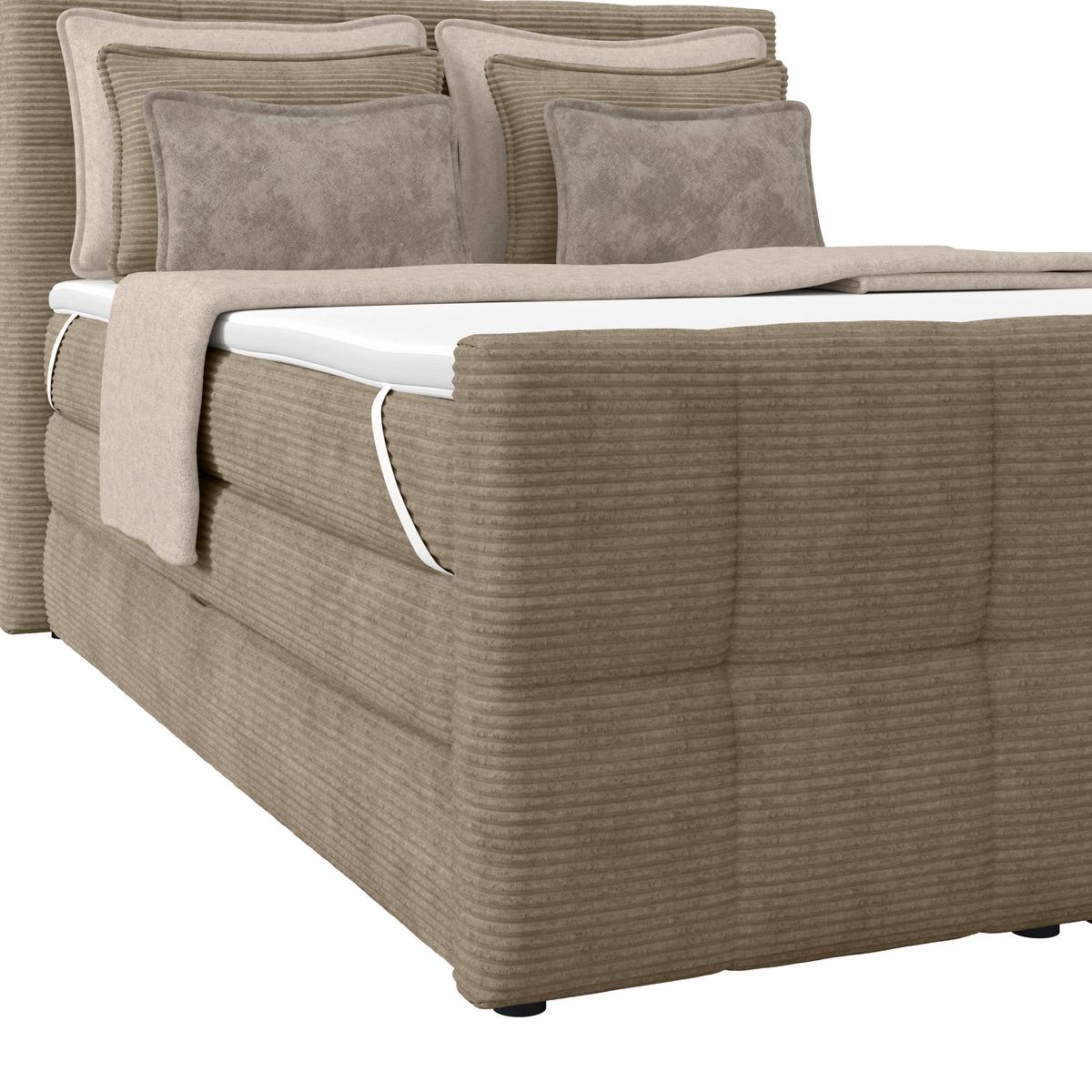 Boxspringbett mit Topper und Bettkasten 140x200 Medino - Schlammfarben, KONVENTIONELL, Holz/Holzwerkstoff (140/200cm)