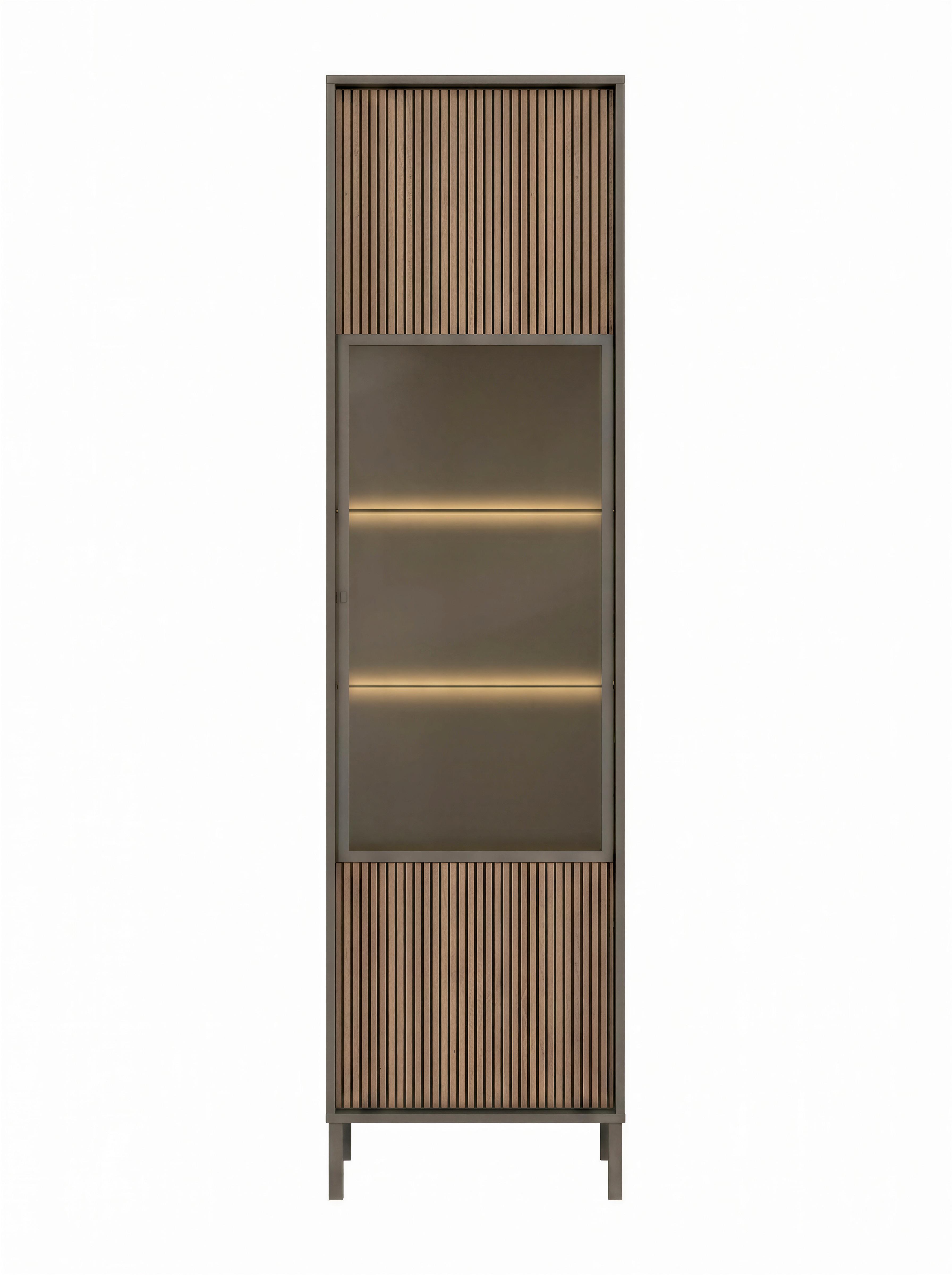 Vitrine Cortina Braun/Lavagrau B: 84cm - Lavagrau/Braun, MODERN, Glas/Holzwerkstoff (84/205/40cm)
