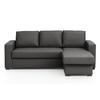 Ecksofa mit Schlaffunktion + Bettkasten Cristiano Lederlook - Dunkelgrau, Basics, Textil (220/150cm) - MID.YOU