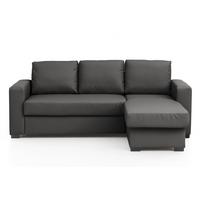 Ecksofa mit Schlaffunktion + Bettkasten Cristiano Lederlook - Dunkelgrau, Basics, Textil (220/150cm) - MID.YOU