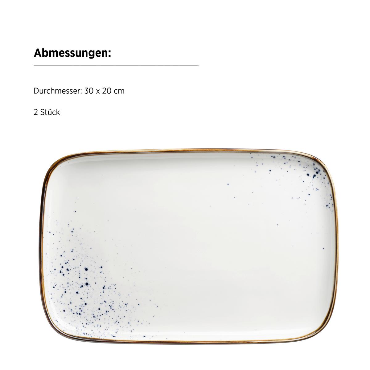Servierplatte Pintar Blau/beige, 2-Teilig - Blau/Beige, Trend, Keramik (30/2/20cm) - Mäser