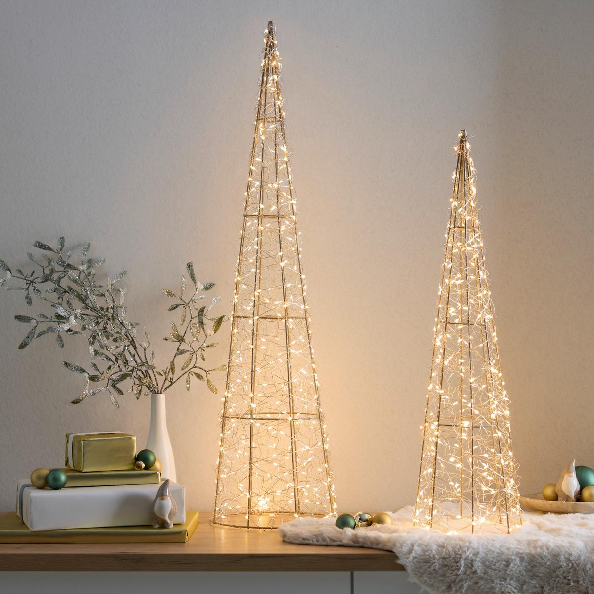 DEKORAČNÍ VÁNOČNÍ STROMEK NATAL - průhledné/barvy zlata, Moderní, kov/plast (16/16/60cm)
