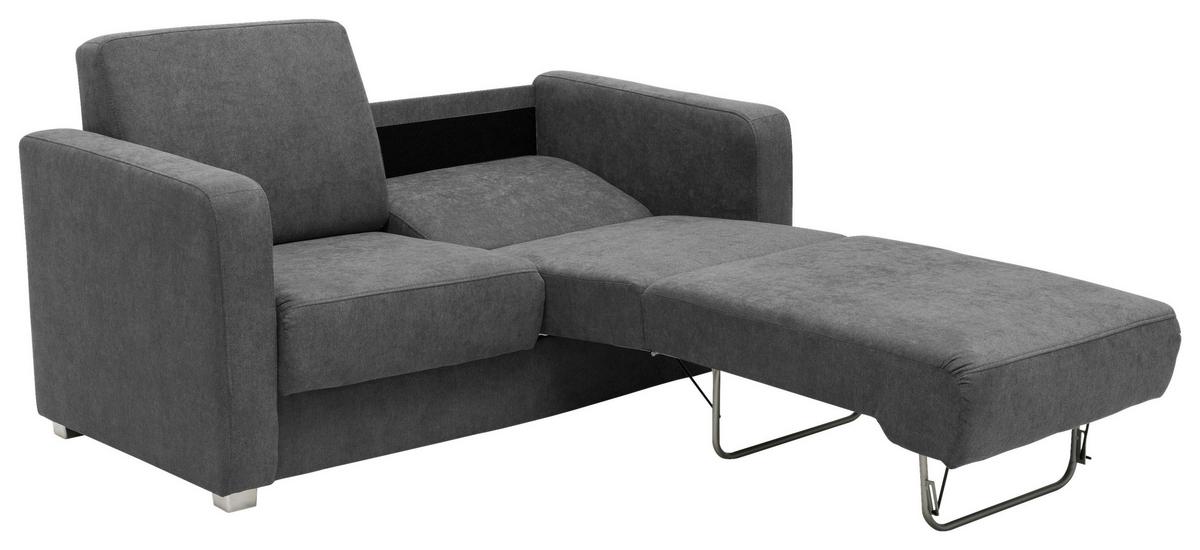 2-Sitzer-Sofa mit Schlaffunkt. Mia Anthrazit - Chromfarben/Anthrazit, Basics, Textil (159/88/87cm) - Livetastic