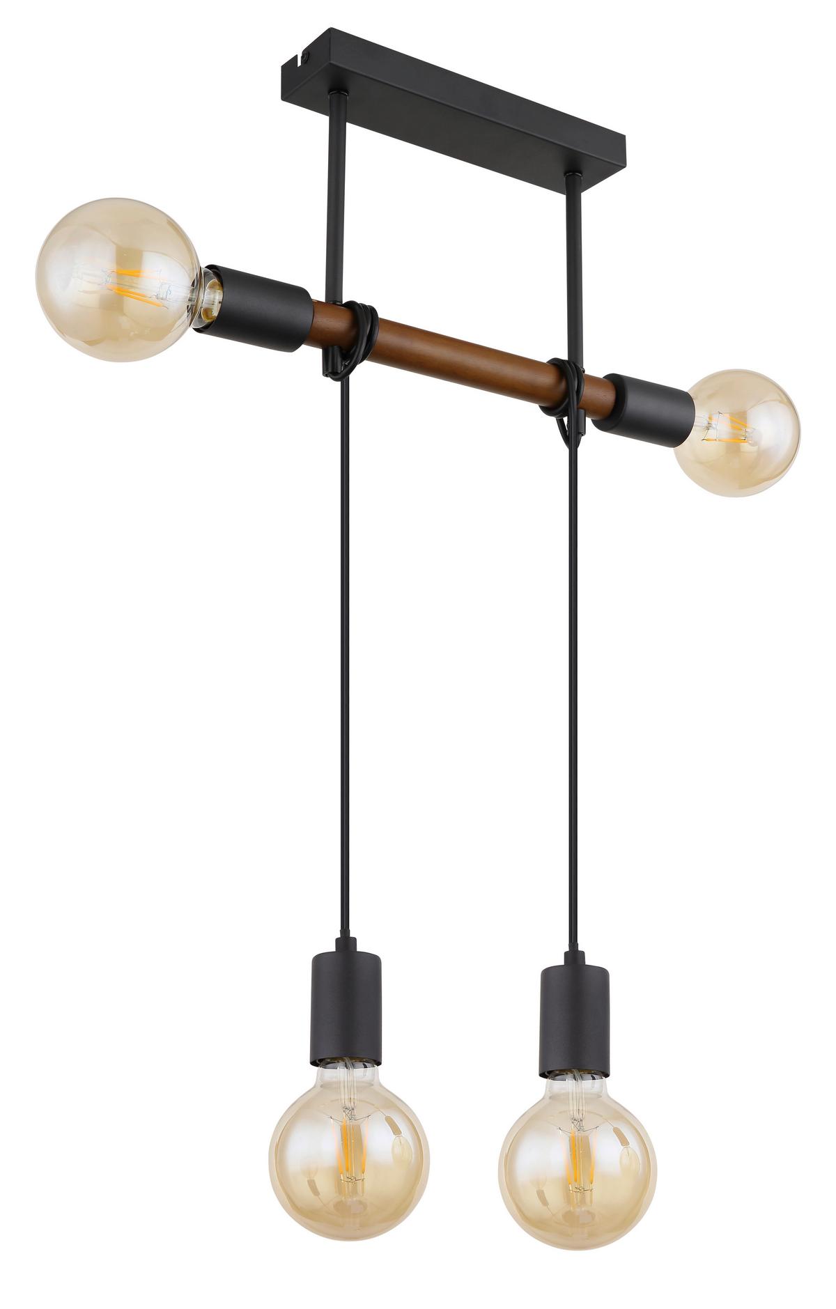 Deckenleuchte L: 39 cm 4-Flammig - Schwarz/Braun, Basics, Holz/Metall (39/6/100cm) - Globo