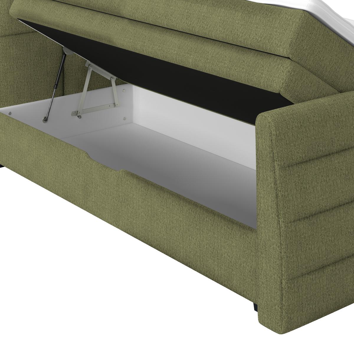 Boxspringbett Libra - Schwarz/Grün, KONVENTIONELL, Textil (160/200cm)