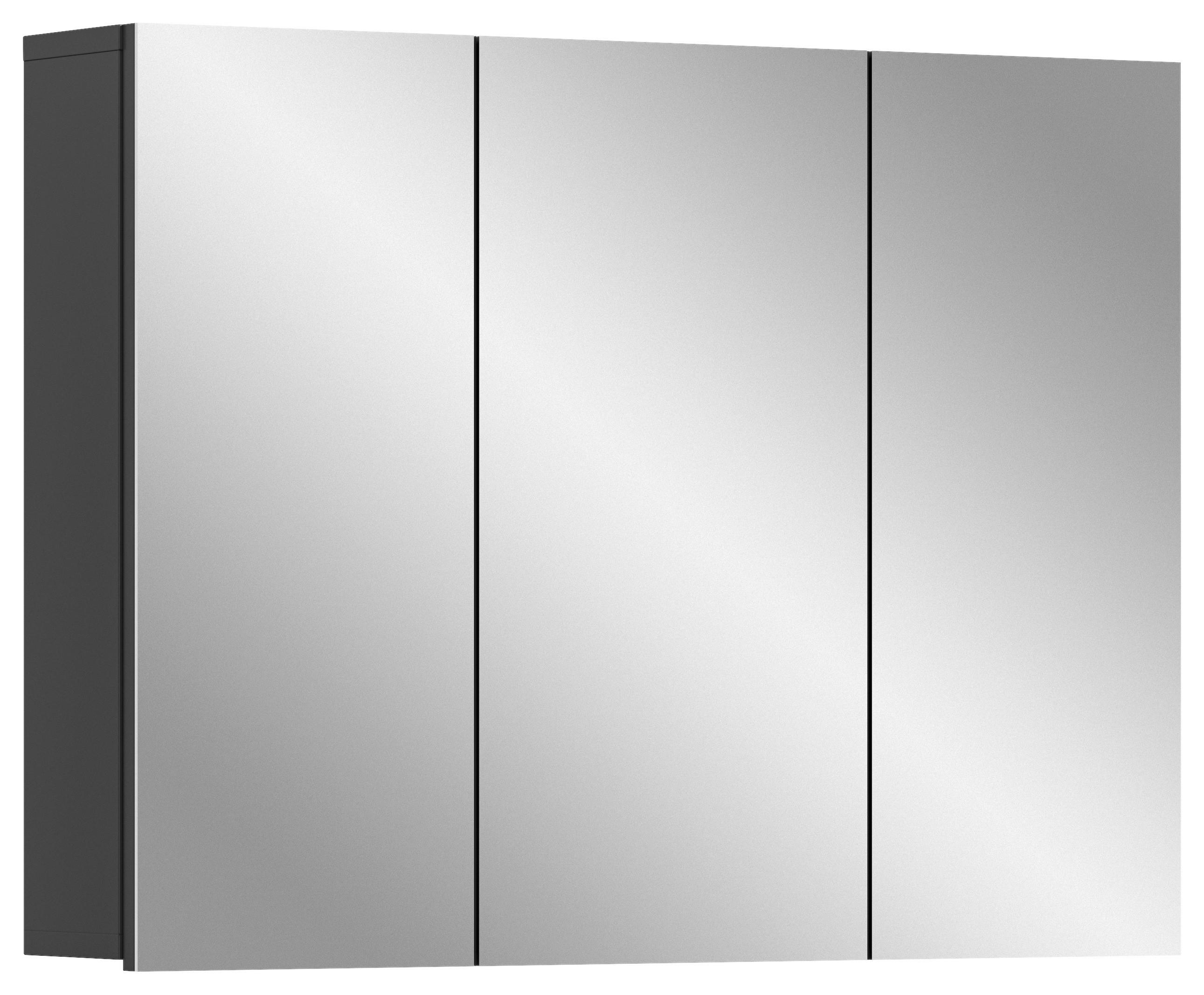 Spiegelschrank Soft 3-Türig B: 80 Cm - Grau, MODERN, Glas/Holzwerkstoff (80/60/15cm) - MID.YOU
