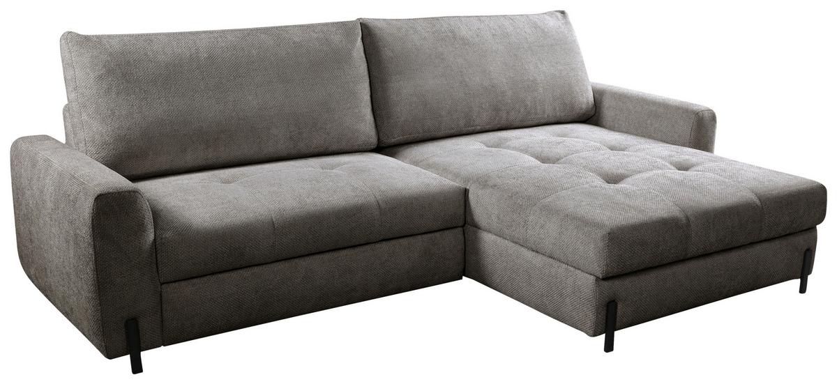Ecksofa Naomi Graubraun/schwarz, 265 Cm - Graubraun/Schwarz, Design, Textil (265/162cm) - MID.YOU
