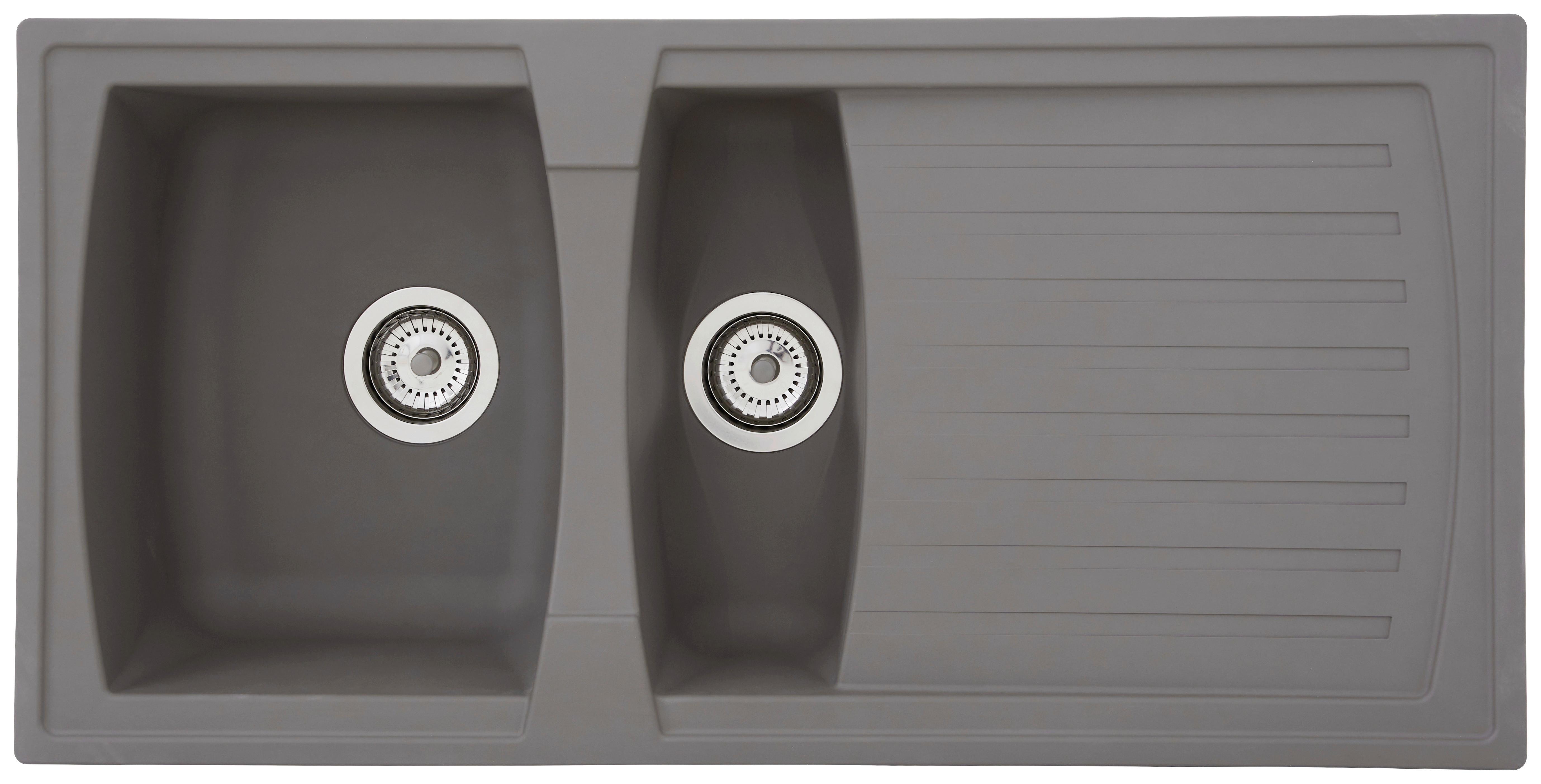 Spüle Respekta Boston Kunststein BxT: 100x50 cm - Grau, Trend, Glas/Kunststoff (100/20/50cm) - Respekta