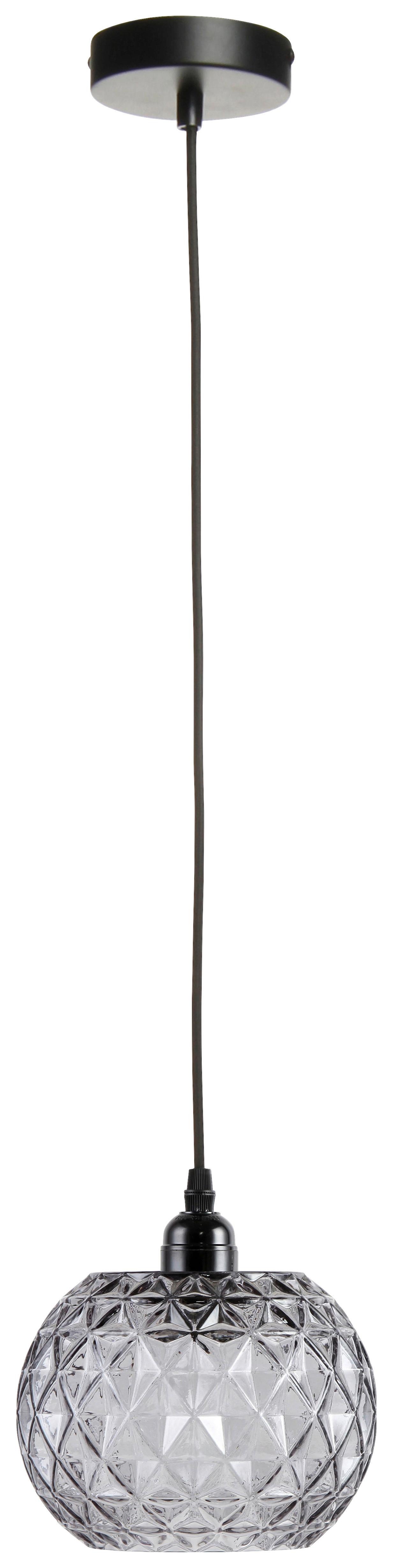 Hängeleuchte Grau B: 18cm Corvus Klar / Grau - Klar/Grau, Basics, Glas (18/18/18cm) - Kayoom