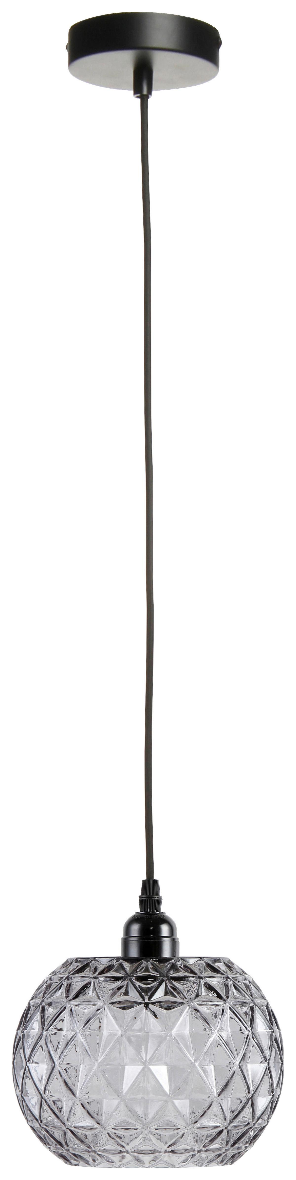 Hängeleuchte Grau B: 18cm Corvus Klar / Grau - Klar/Grau, Basics, Glas (18/18/18cm) - Kayoom