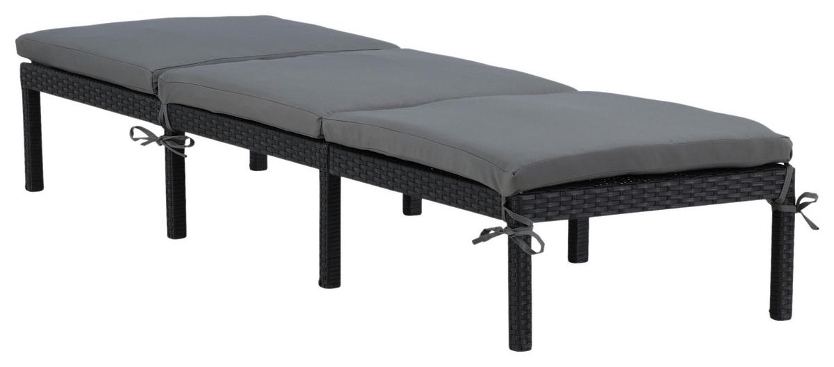 Sonnenliege Bilbao Kunststoffgeflecht - Schwarz, KONVENTIONELL, Kunststoff (59/84/198cm) - Gardenson