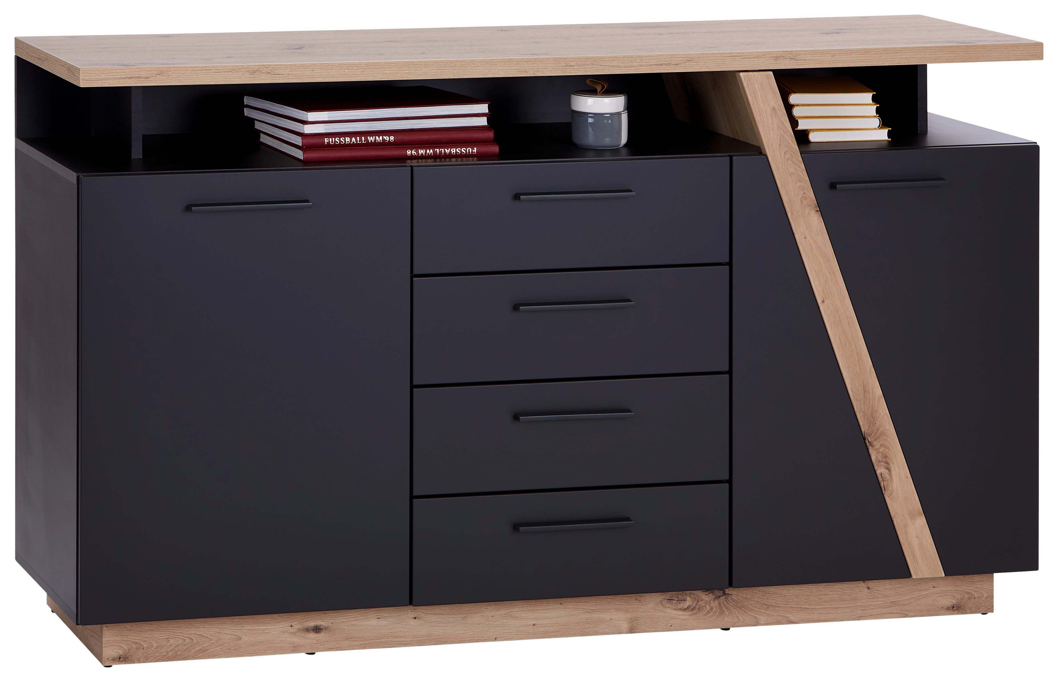 Kommode mit Soft-Close B: 150,2cm Maxi, Grau/Eiche Dekor