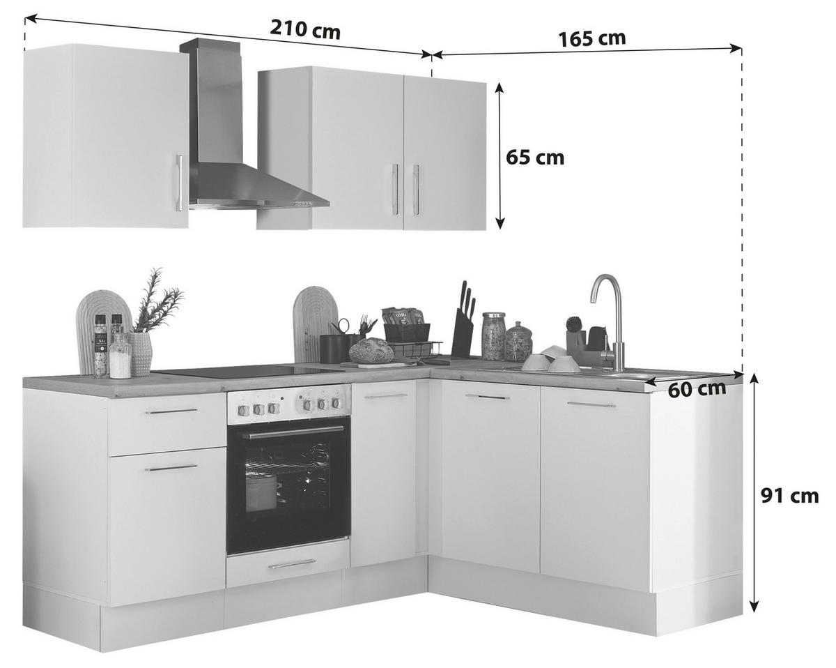 Eckküche Turin Schwarz/eiche Dekor 210x165 Cm - Schwarz/Eiche Artisan, Basics, Holzwerkstoff (210/165cm) - MID.YOU