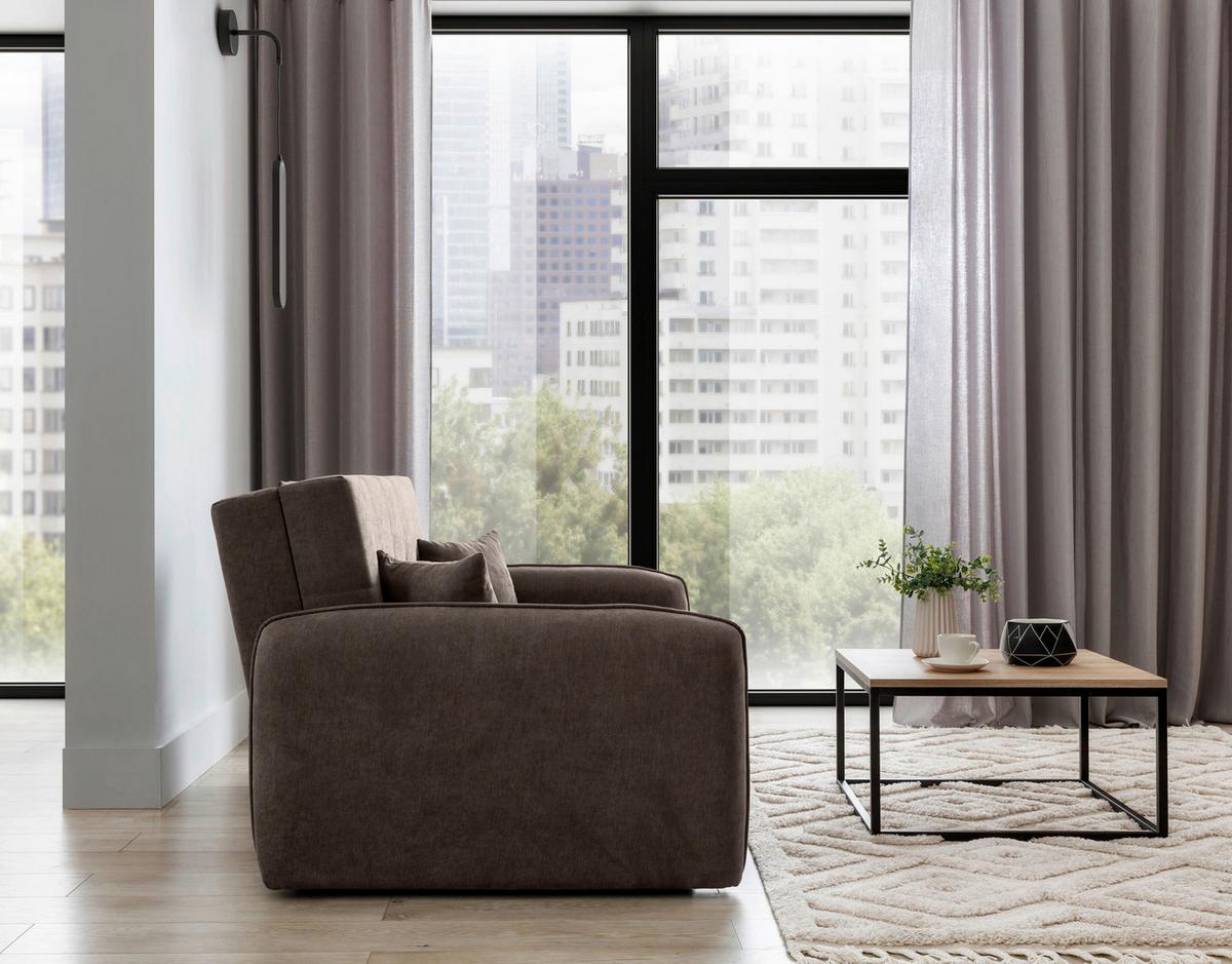 Schlafsofa Laine Braun, B: 155 cm - Silberfarben/Braun, Design, Textil (155/105/75cm) - MID.YOU