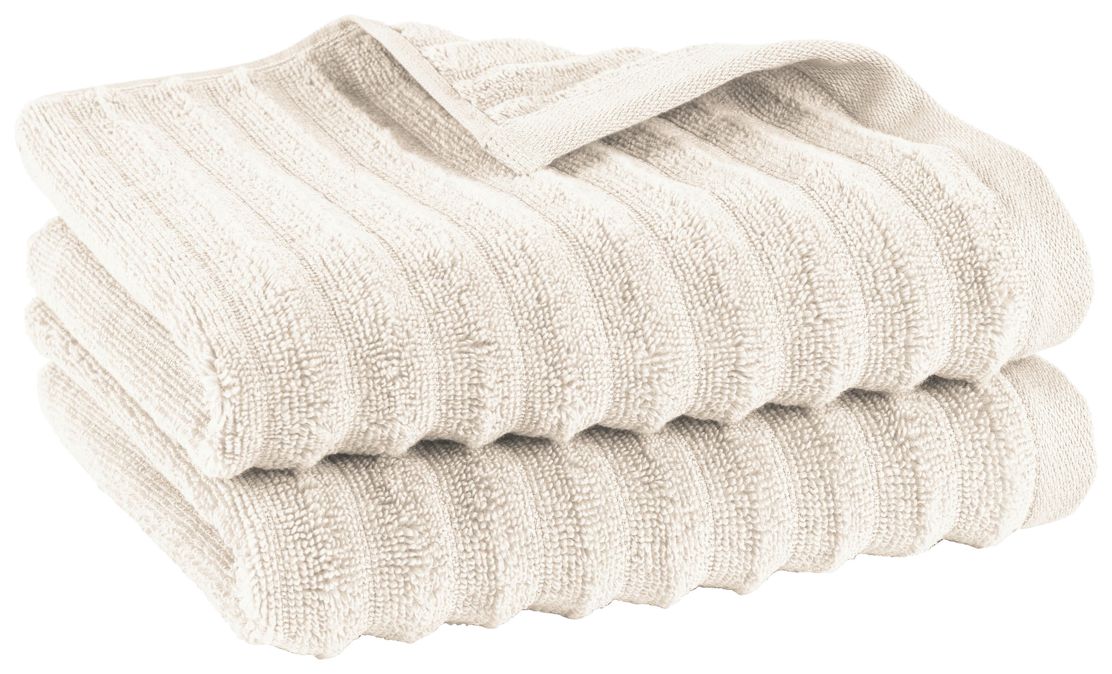 HANDTUCHSET Welle 2er Set Creme - Perlmutt, Basics, Textil (50/100cm)