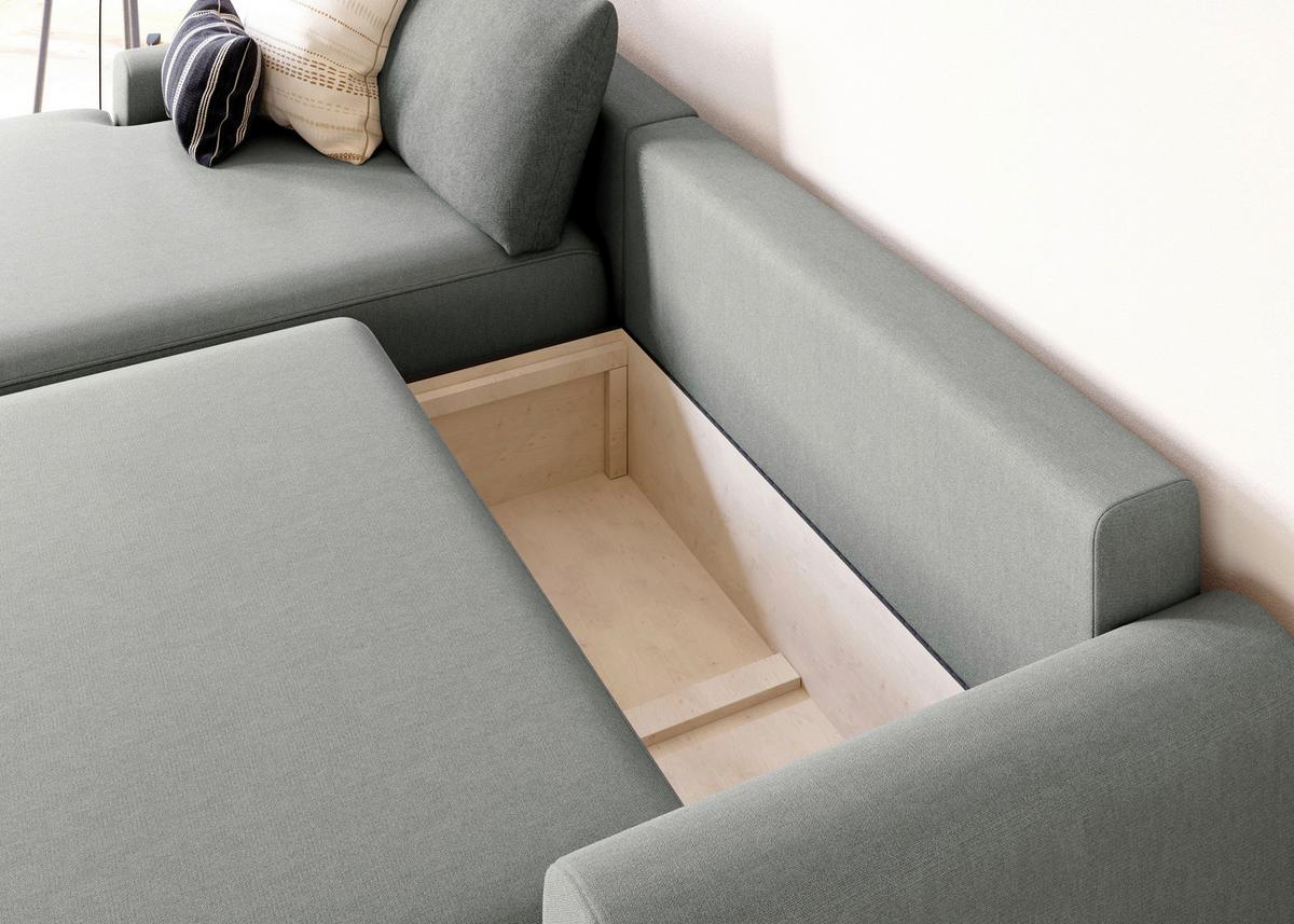 Eckschlafsofa Prag, Grau S: 167x253 cm - Schwarz/Grau, MODERN, Textil (167/253cm) - Trendmanufaktur