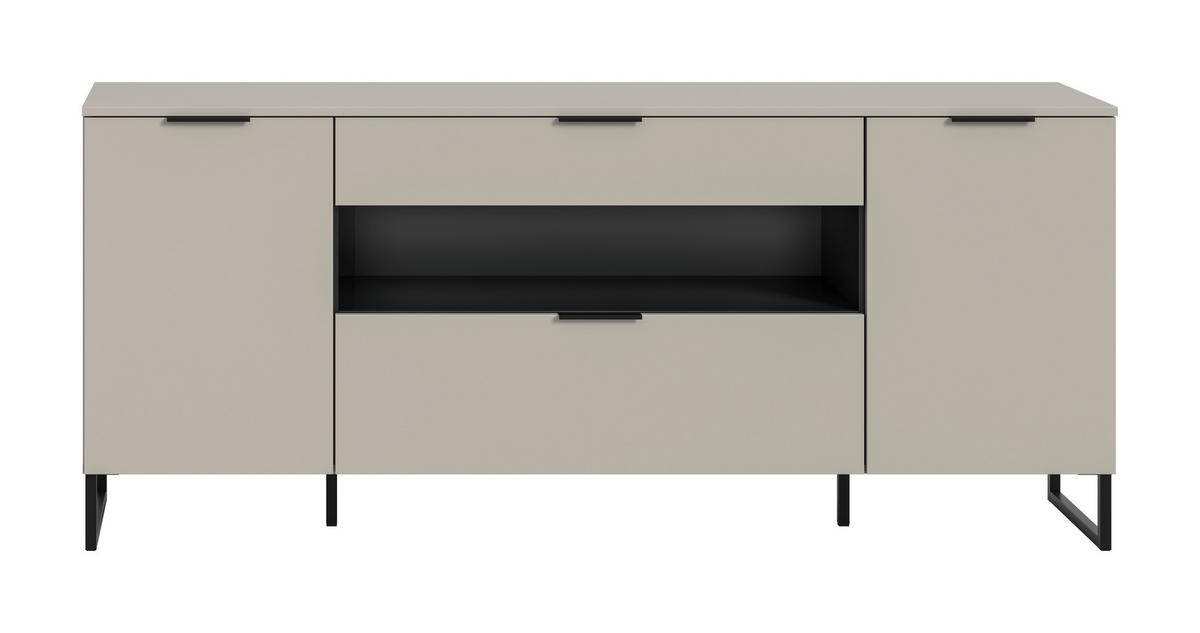Sideboard Noida Kaschmir B: 185 Cm - Kaschmir/Schwarz, Design, Holzwerkstoff (185/80/41cm) - Livetastic