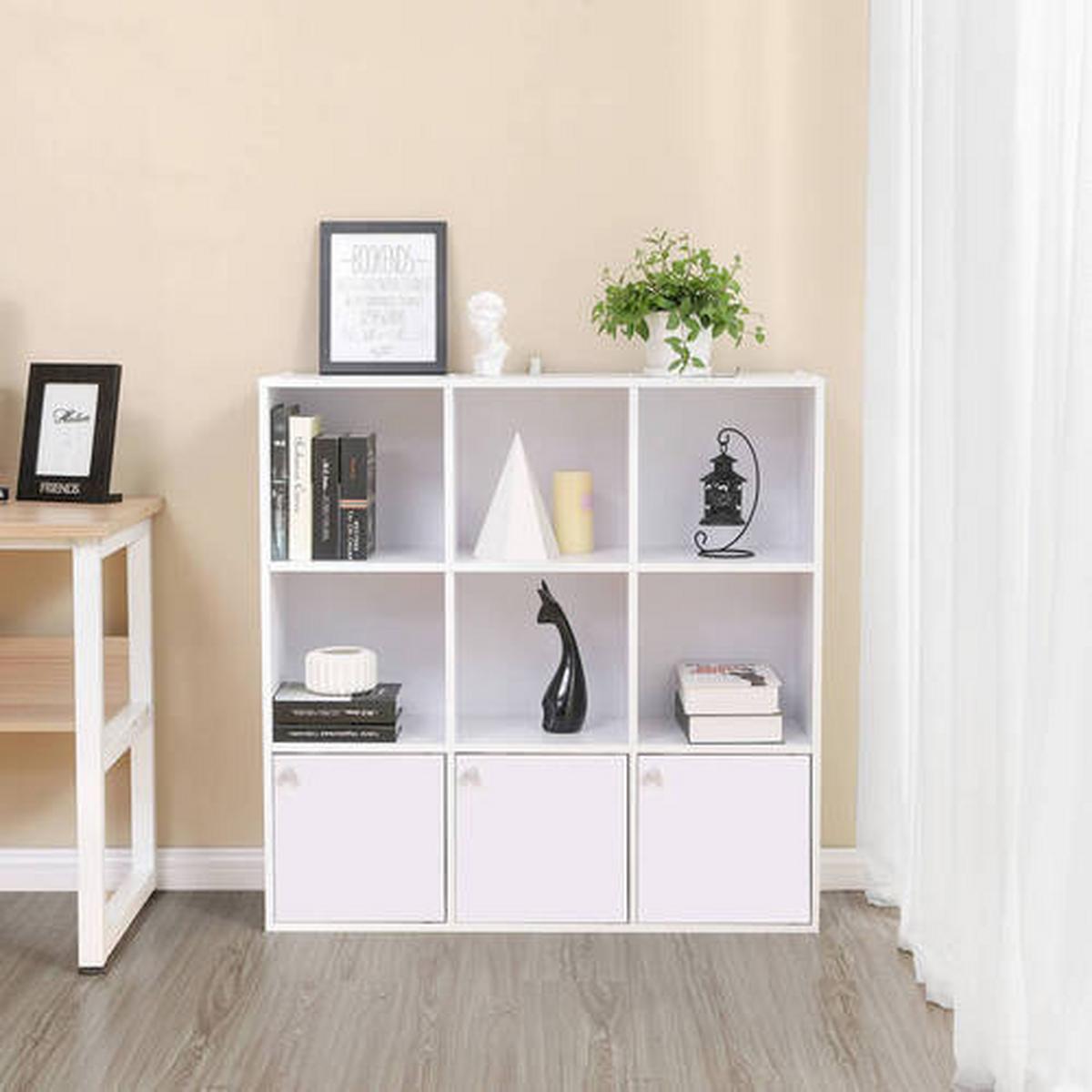 Bücherregal Mit 3 Türen B: 98 cm, Weiß - Weiß, Basics, Holzwerkstoff (98/98/30cm) - Boxxx