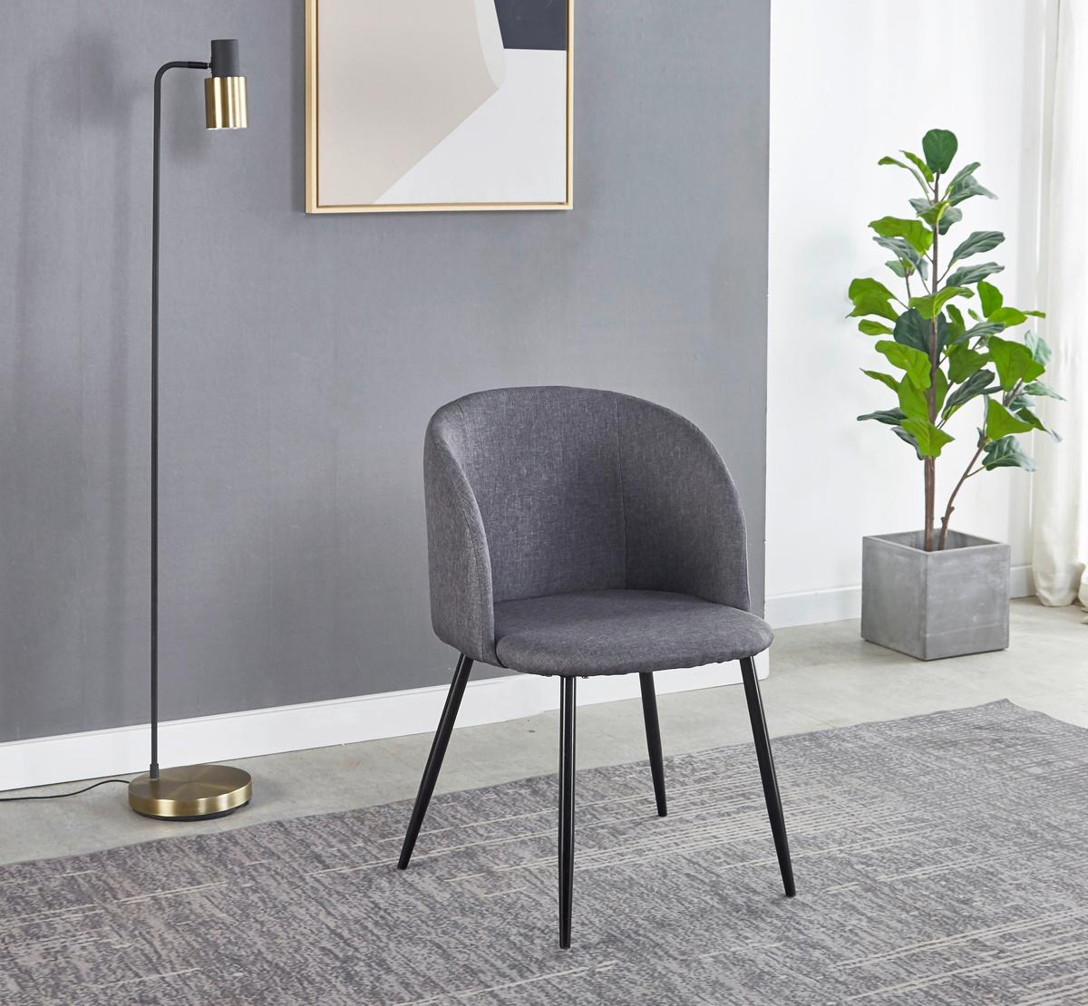 Armlehnstuhl-Set Webstoff Dunkelgrau, B: 63cm - Dunkelgrau/Schwarz, Design, Textil/Metall (63/84/53cm) - Livetastic