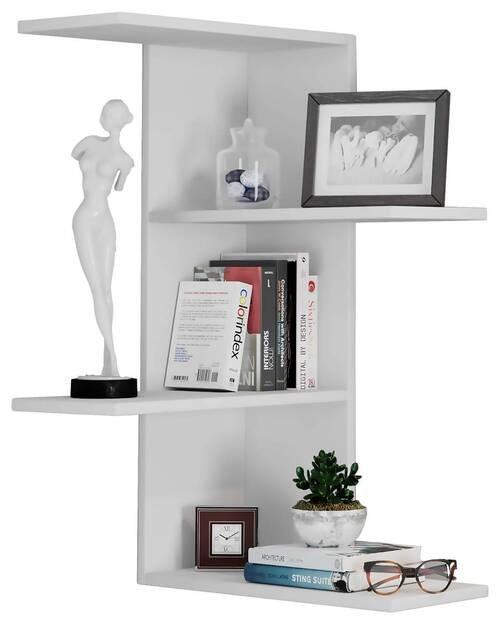 Nástenný regál BALOS biely - biela, Modern, kompozitné drevo (45/77/45cm) - MID.YOU
