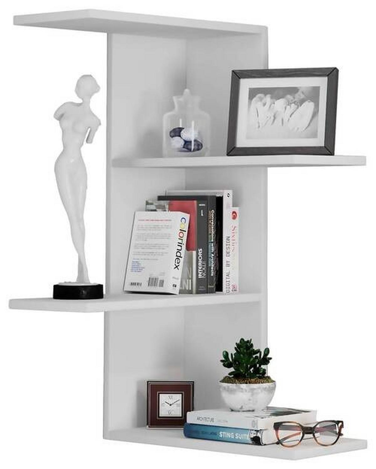 Nástenný regál BALOS biely - biela, Modern, kompozitné drevo (45/77/45cm) - MID.YOU