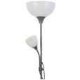 Stehlampe Doris Silberfarben/Weiß mit Leselampe - Silberfarben/Weiß, KONVENTIONELL, Kunststoff/Metall (180cm) - Ondega