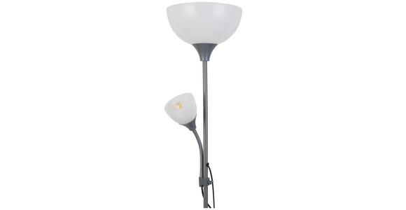Stehlampe Doris Silberfarben/Weiß mit Leselampe - Silberfarben/Weiß, KONVENTIONELL, Kunststoff/Metall (180cm) - Ondega