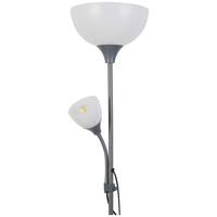 Stehlampe Doris Silberfarben/weiß M. Leselampe - Silberfarben/Weiß, KONVENTIONELL, Kunststoff/Metall (180cm) - Ondega