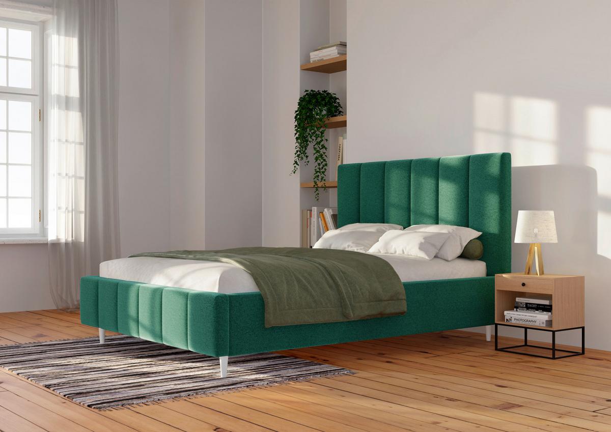 Polsterbett Talera Loft grün 140x200 cm - Buchefarben/Schwarz, KONVENTIONELL, Holz/Textil (140/200cm)