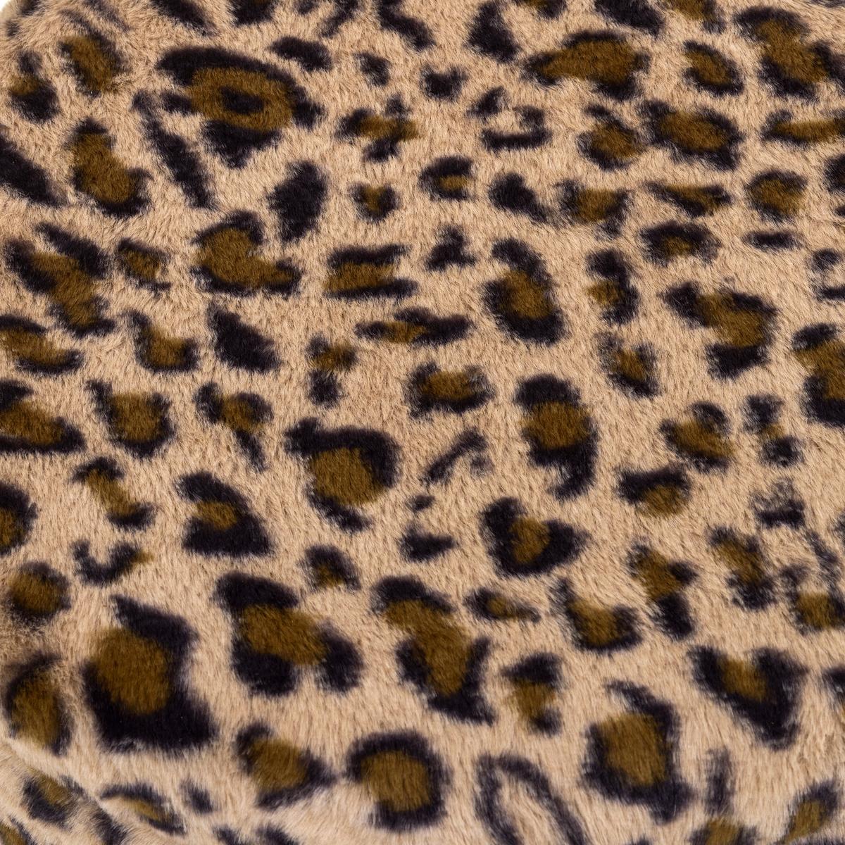 Leopardia taburetka LEO, hnedá/béžová umelá kožušina - hnedá/čierna, Lifestyle, kompozitné drevo/textil (38/43/38cm) - Mömax