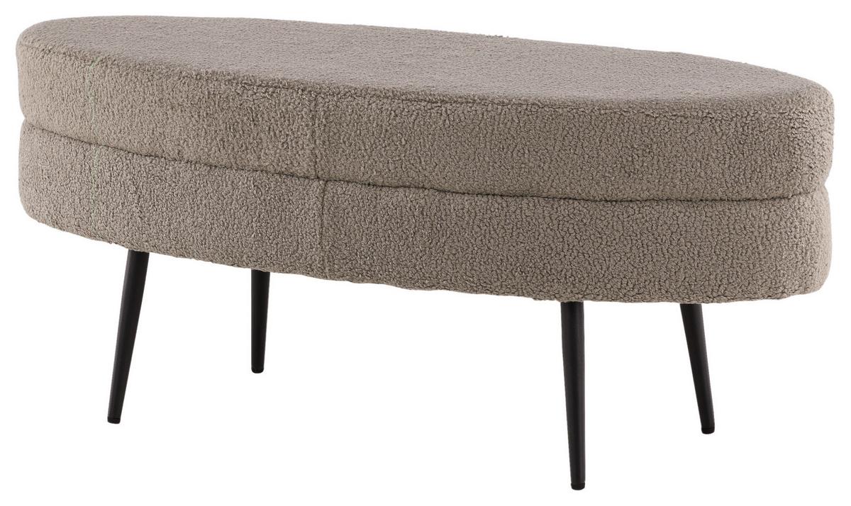 Hockerbank Otto - Greige/Schwarz, Design, Textil/Metall (100/41/40cm) - Livetastic