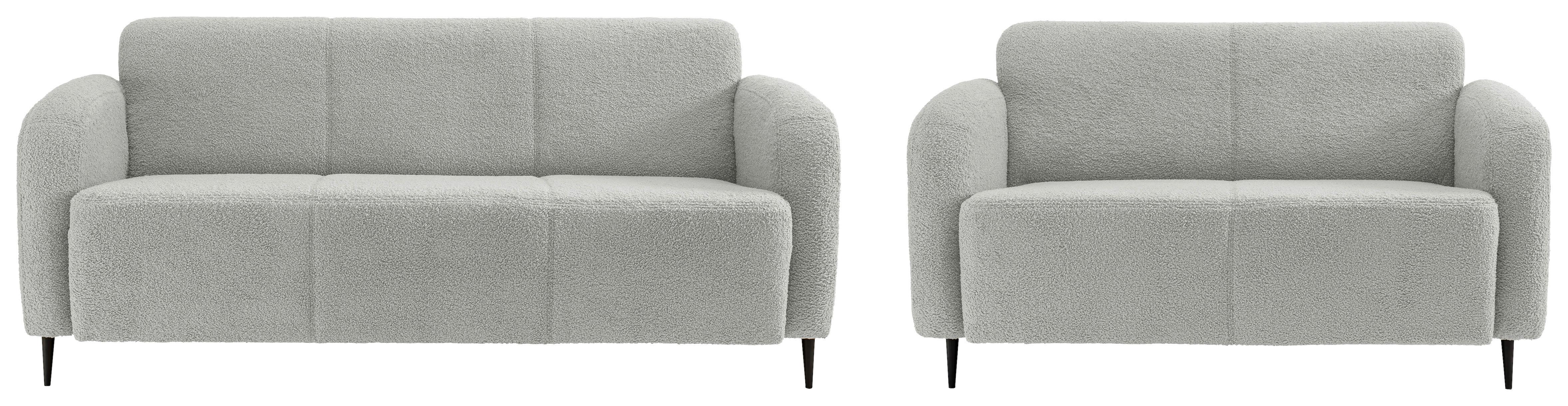 Sitzgarnitur 2-Tlg. Marone Hellgrau - Hellgrau/Schwarz, MODERN, Textil (180/76/90cm) - Livetastic