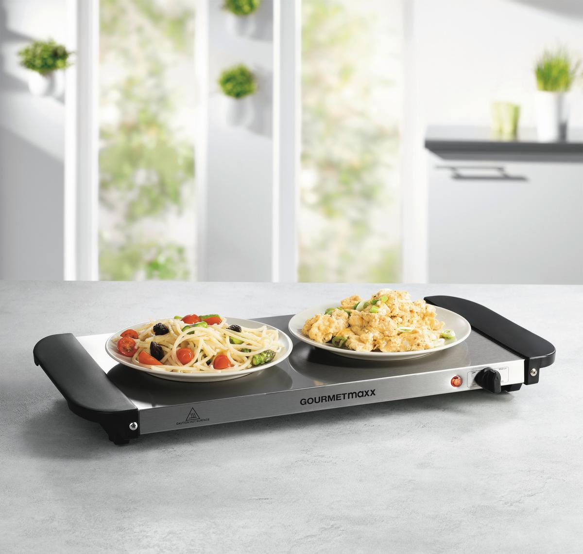 CHAFING-DISH 200W, 220-240V, 3 Behälter - Silberfarben/Schwarz, Basics, Kunststoff/Metall (54,6/14,7/27,8cm) - GOURMETMAXX
