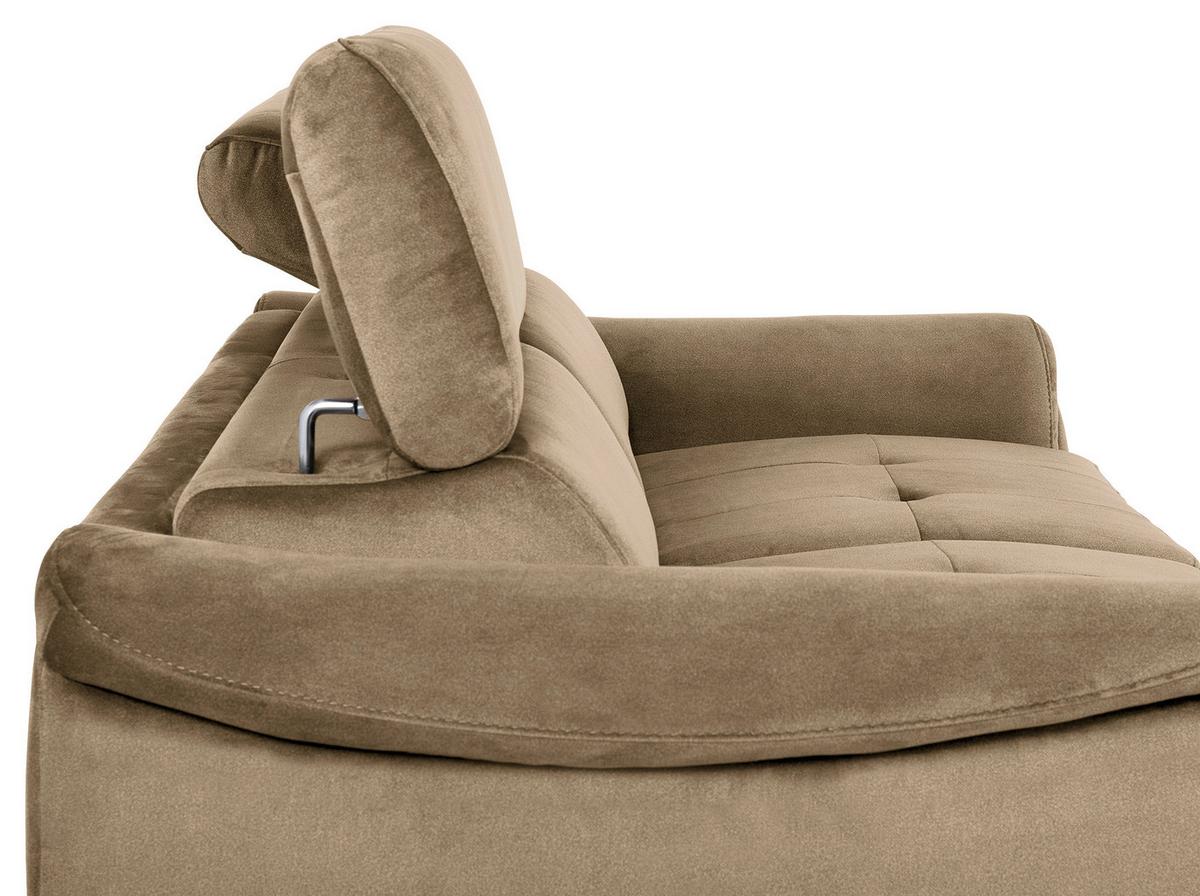 Schlafsofa Pafos Hellbraun B: 203 cm - Chromfarben/Hellbraun, Design, Textil (203/77-98/103cm) - MID.YOU