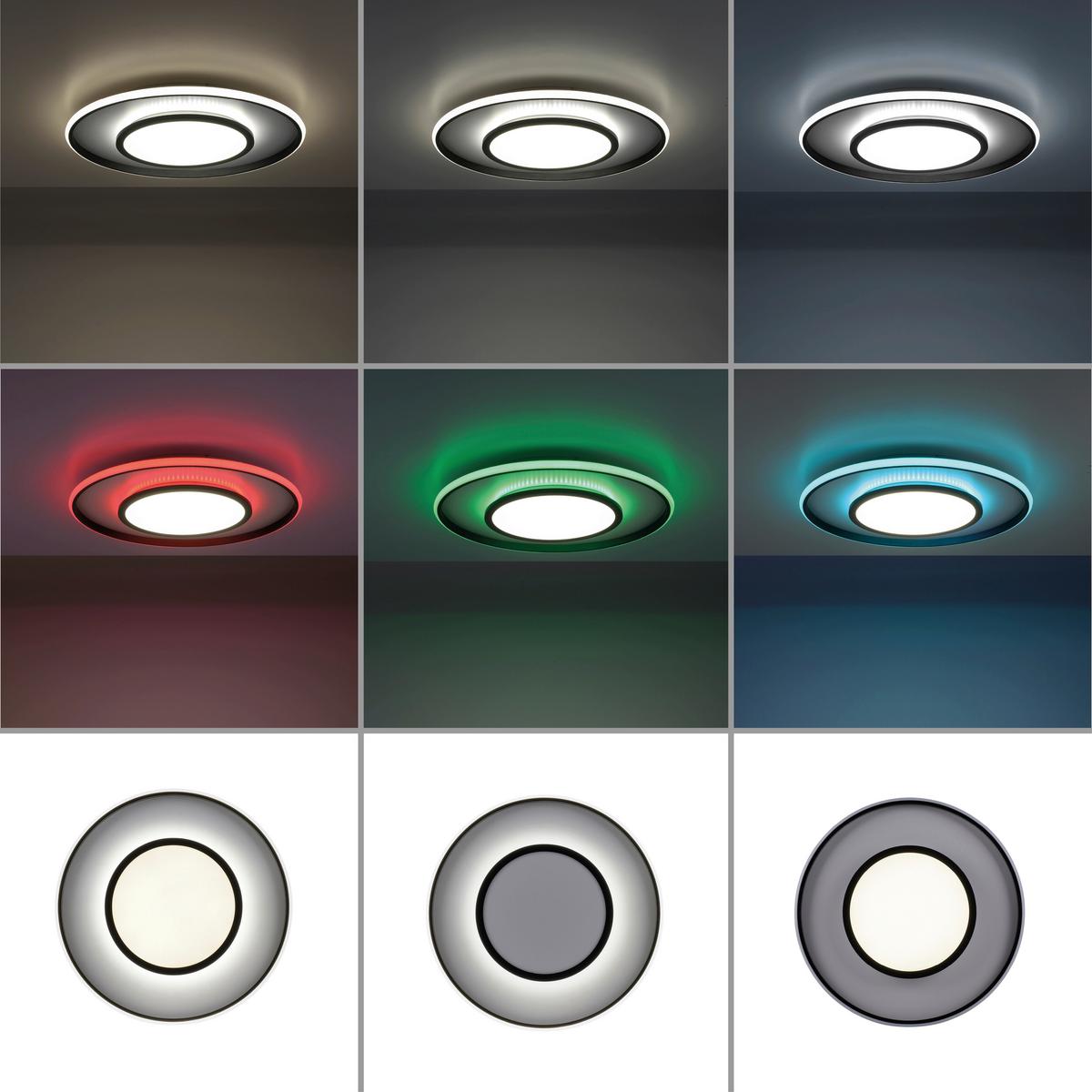 LED-Deckenleuchte Arenda Ø 60 cm dimmbar mit Farbwechsler - Schwarz, Design, Kunststoff/Metall (60/10cm)