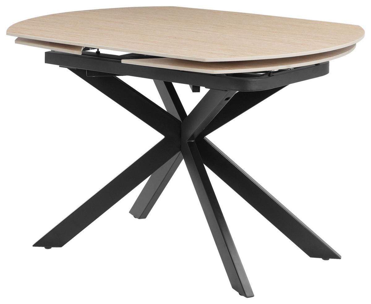 Esstisch Senna Schwarz/Beige L: 120-180 cm - Beige/Schwarz, MODERN, Stein/Metall (120-180/90/75.5-79cm) - P & B