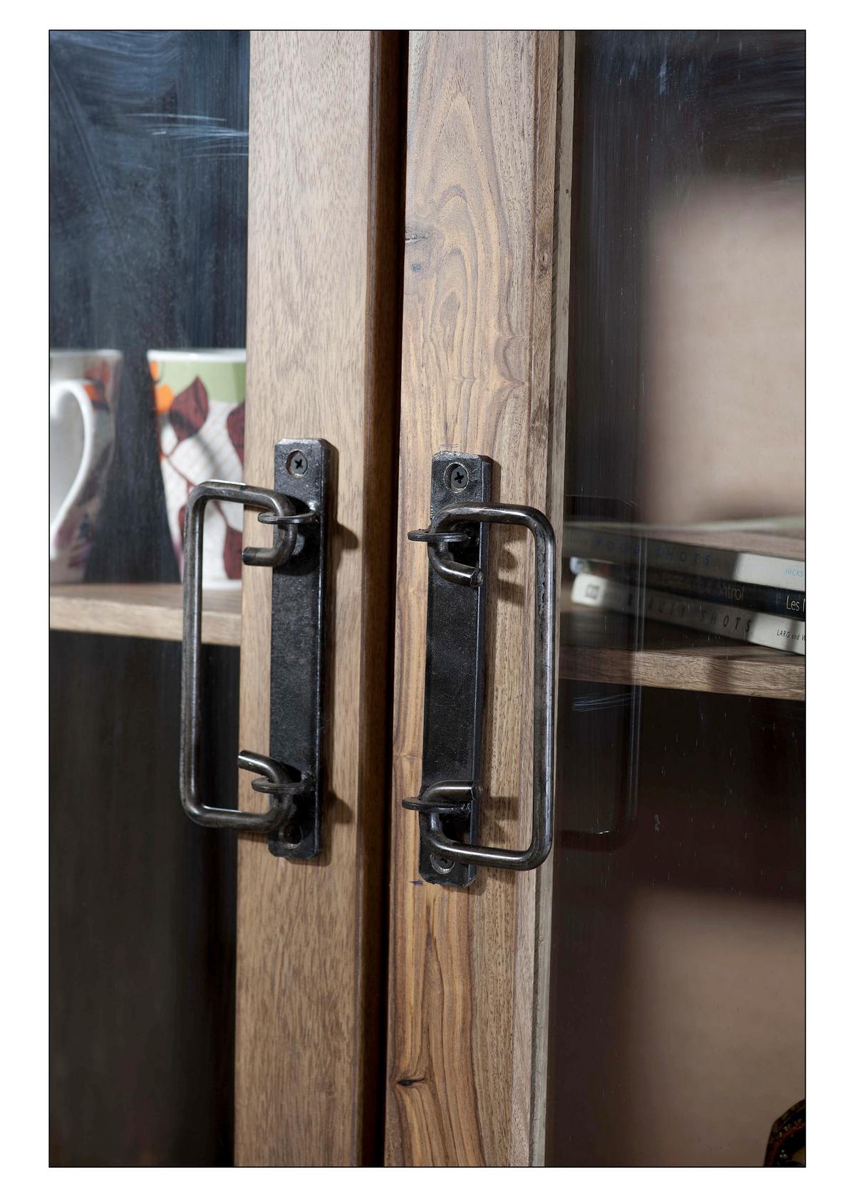VITRINE Naturfarben/Schwarz B: 90cm - Schwarz/Naturfarben, Design, Holz/Metall (90/180/40cm) - MID.YOU
