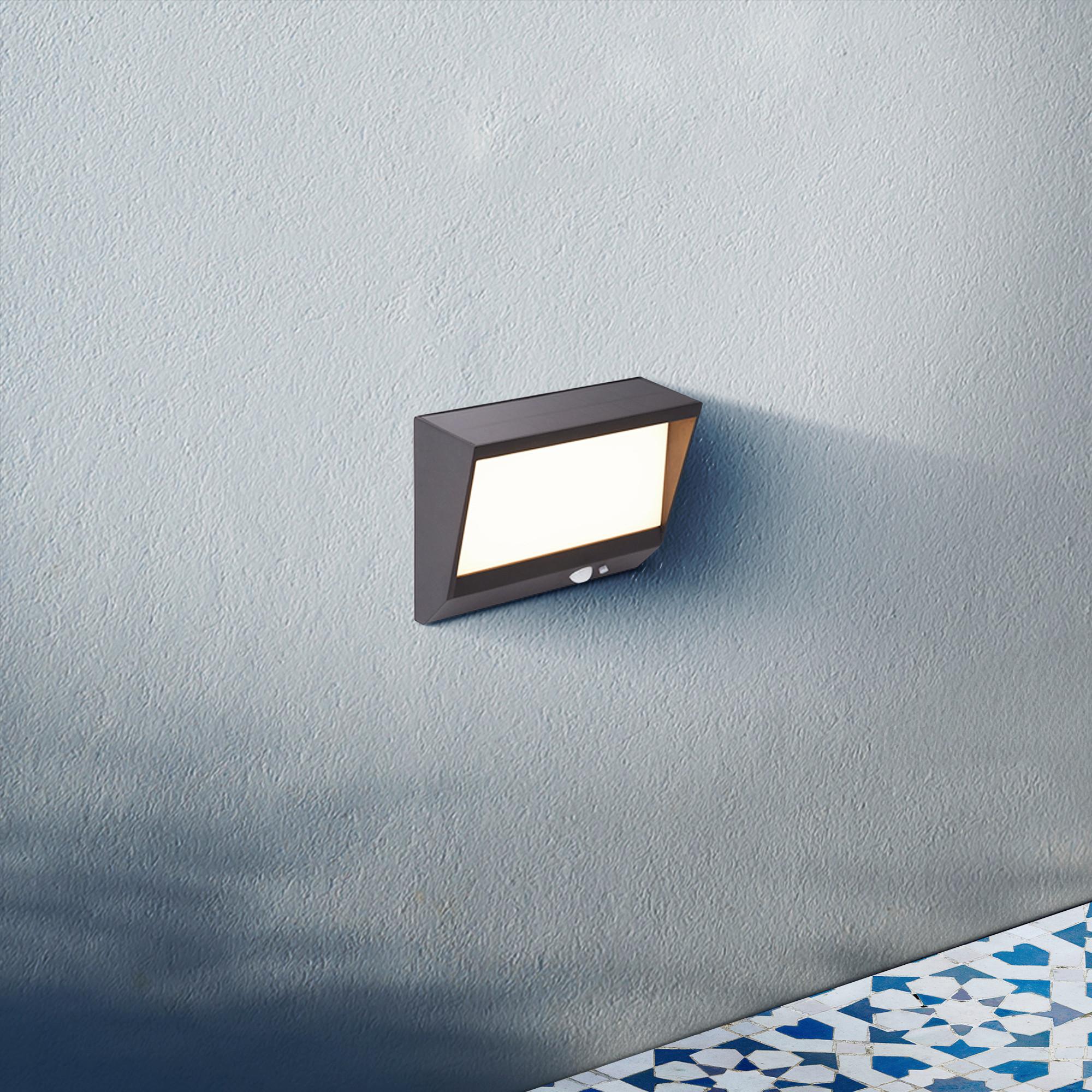 Solarleuchte 67418bk Solar Wandleuchte - Schwarz/Weiß, Design, Metall (18,8/14/14cm)