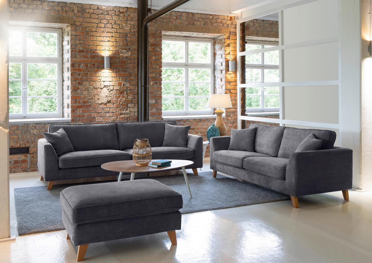 Bigsofa Rimini, Dunkelgrau B: 240 cm - Dunkelgrau/Buchefarben, Design, Textil (240/63/90cm) - MID.YOU