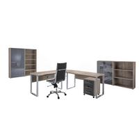 Büro Office Edition Set Sonoma Eiche Dekor/Anthrazit - Anthrazit Hochglanz/Sonoma Eiche, MODERN, Holzwerkstoff - MID.YOU